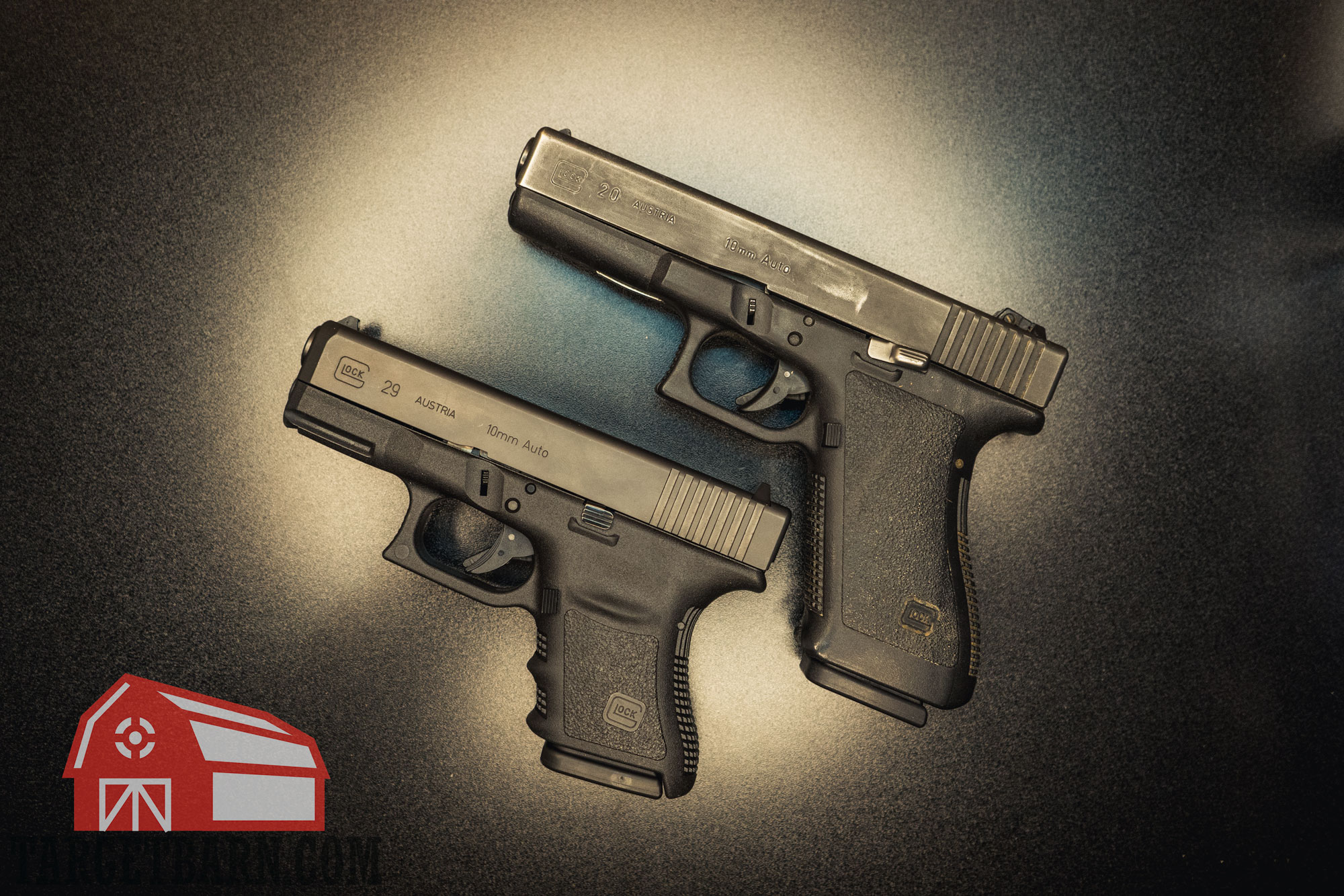 a glock 20 and glock 29 10mm pistols