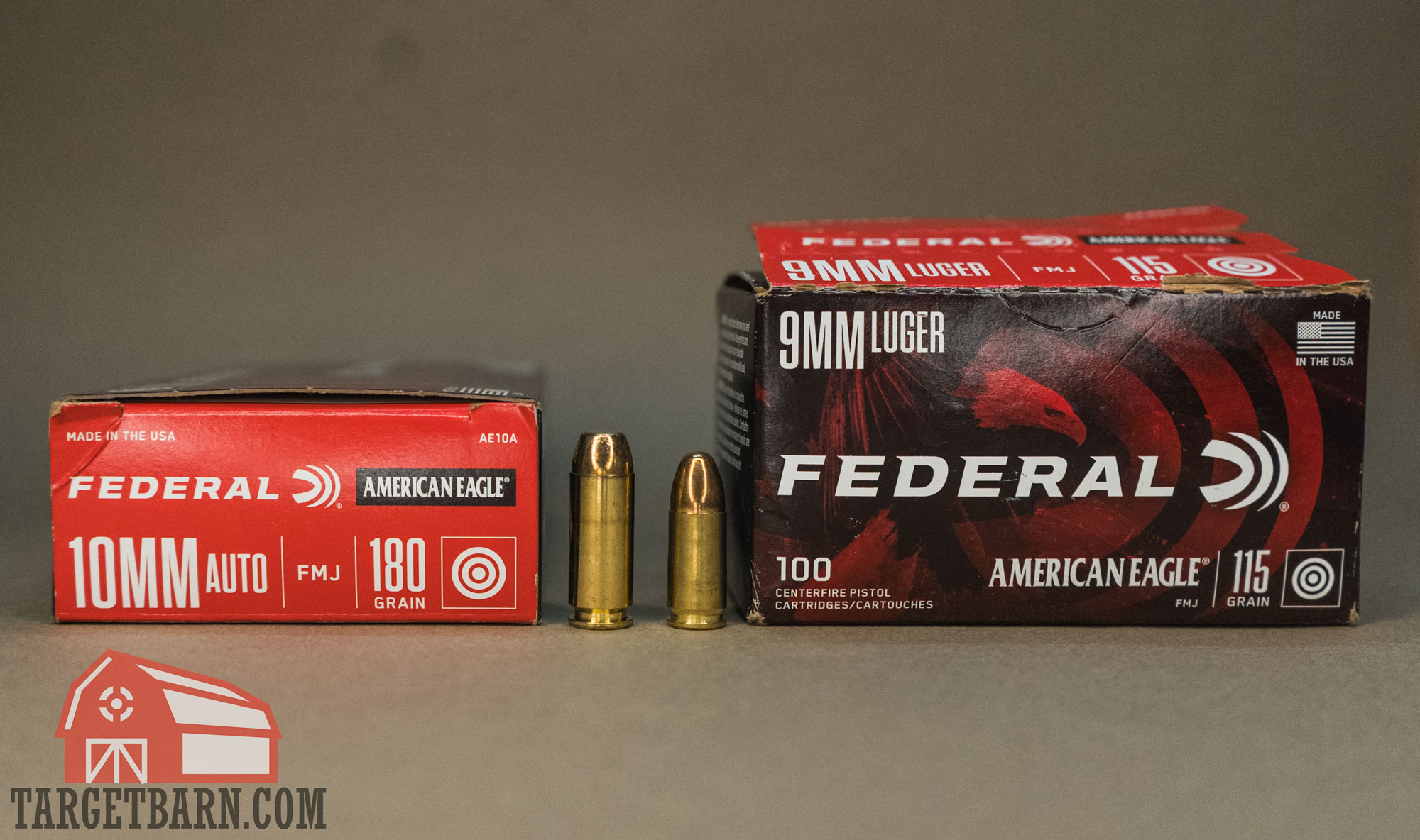 a box and one round of federal american eagle 10mm and federal american eagle 9mm