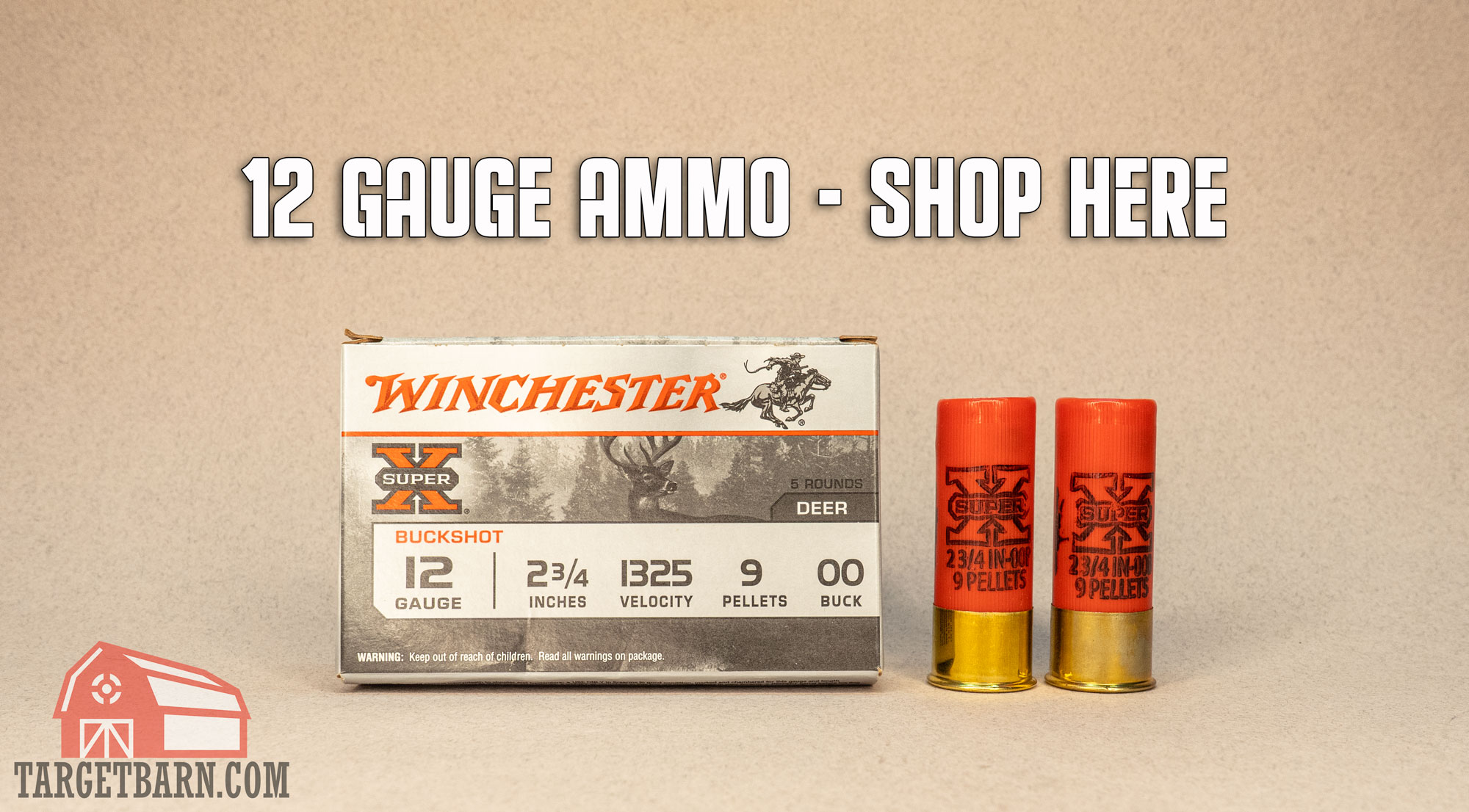 a box and two shells of 12 gauge ammo