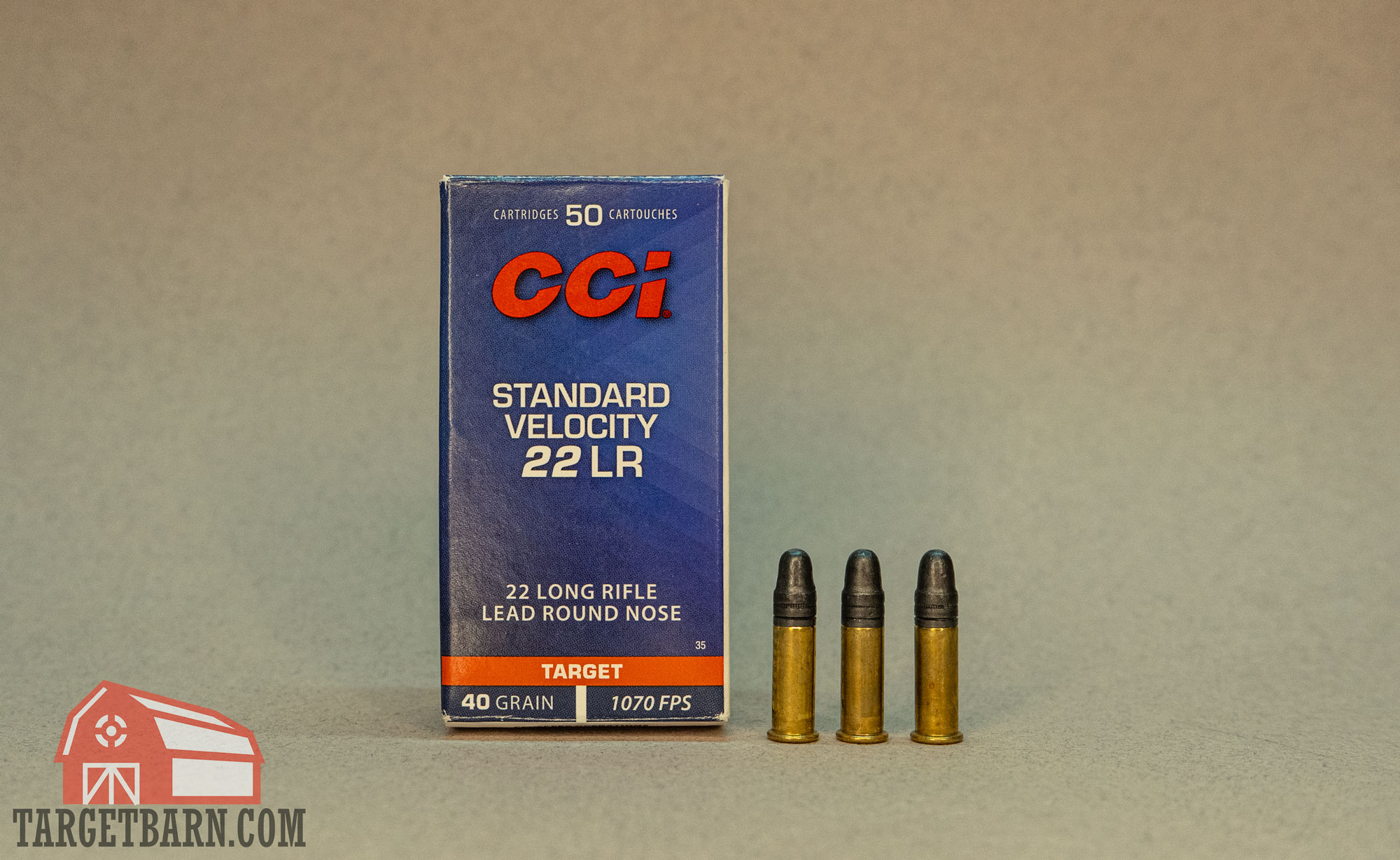 a box and three rounds of cci .22lr ammo