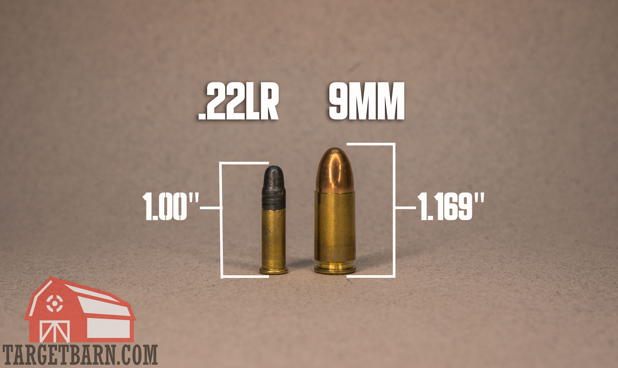 showing the height differences between the .22lr vs. 9mm