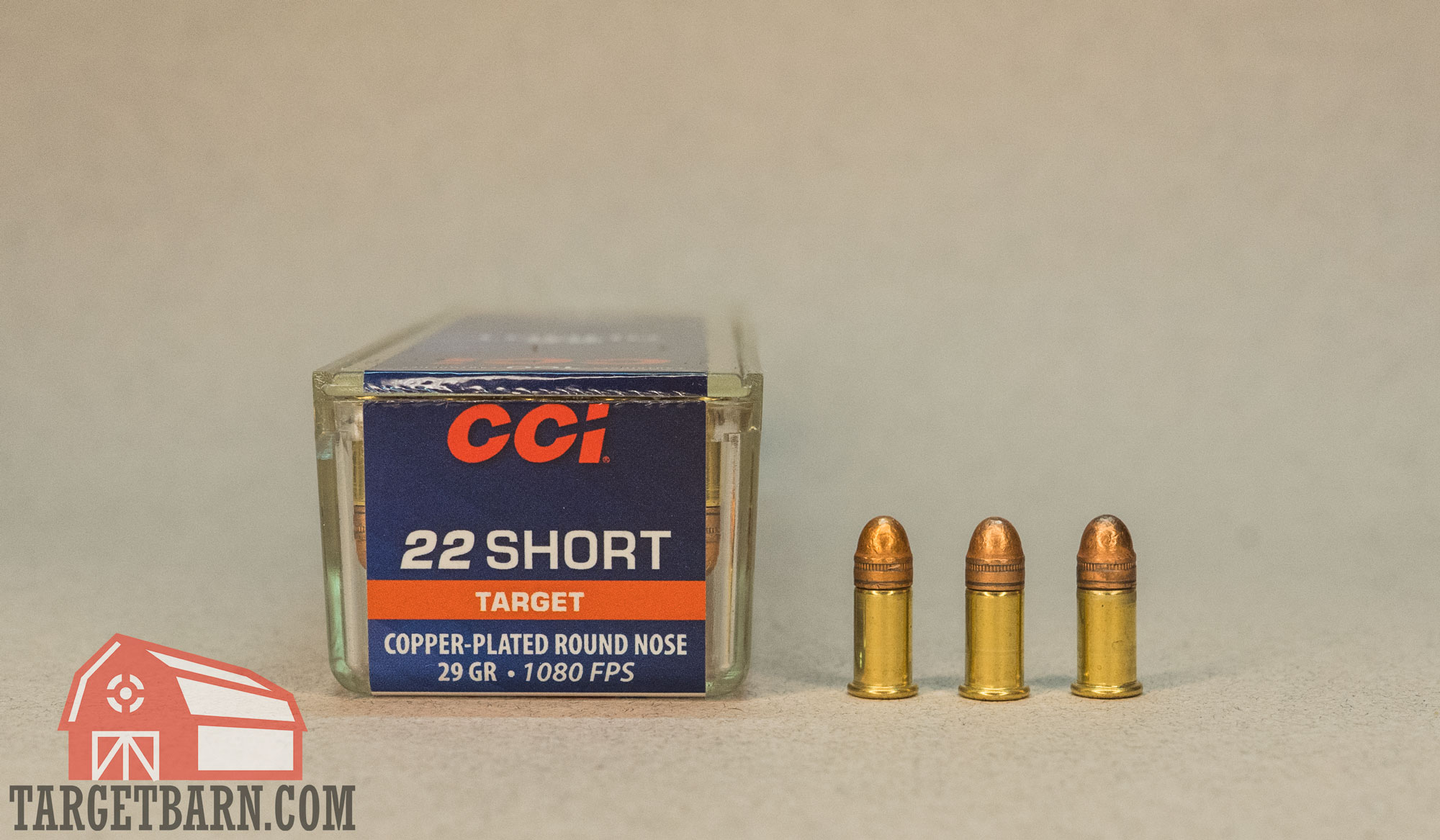 a box and three rounds of cci .22 short ammo