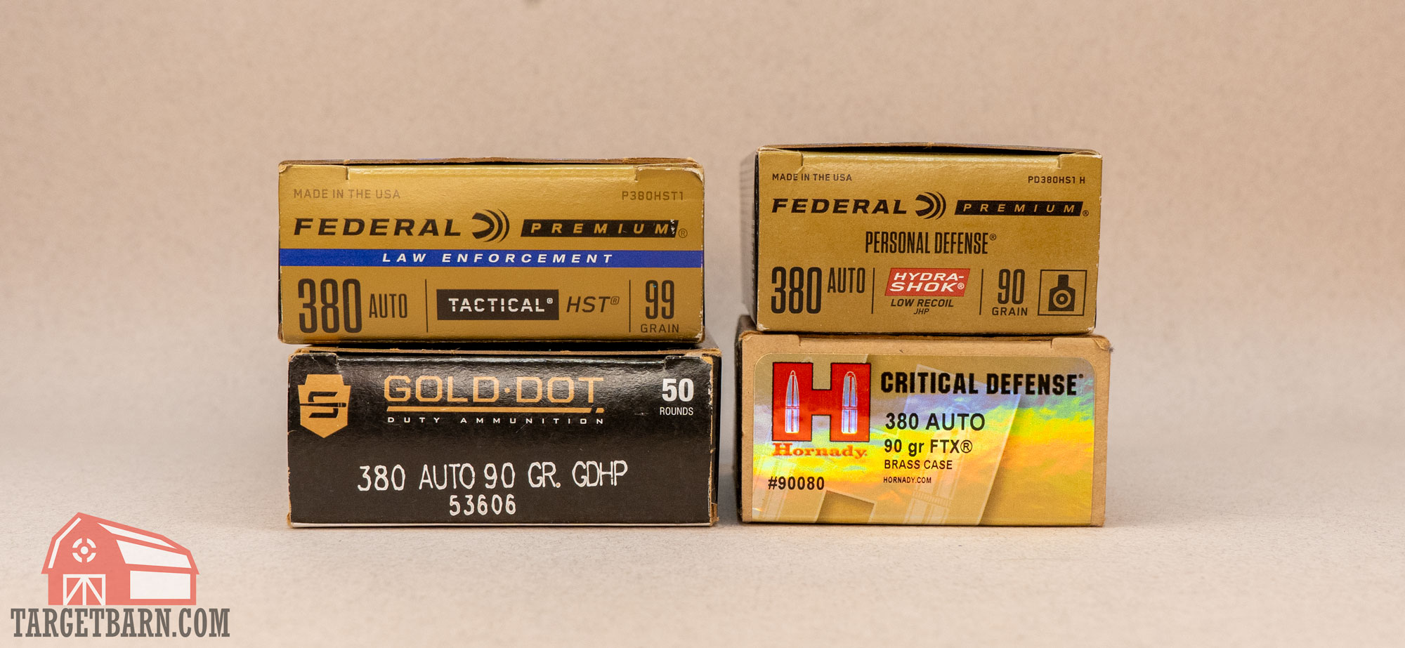 four boxes of 380 jhp ammo used in the kahr cw380 review