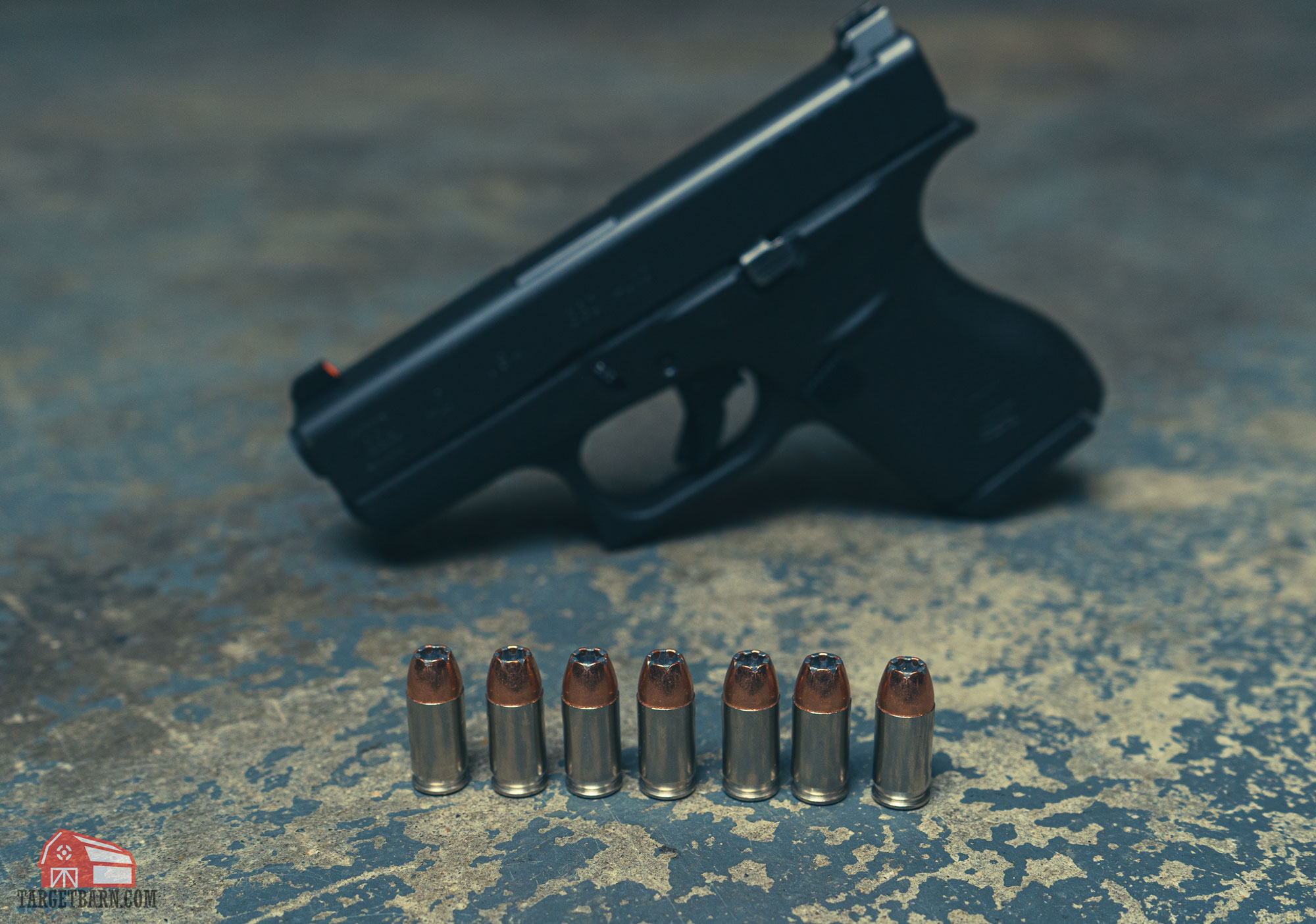 a glock 42 and seven rounds of .380 jhp ammo