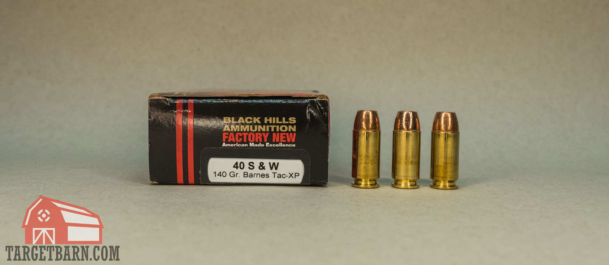black hills 40 S&W ammo with three rounds