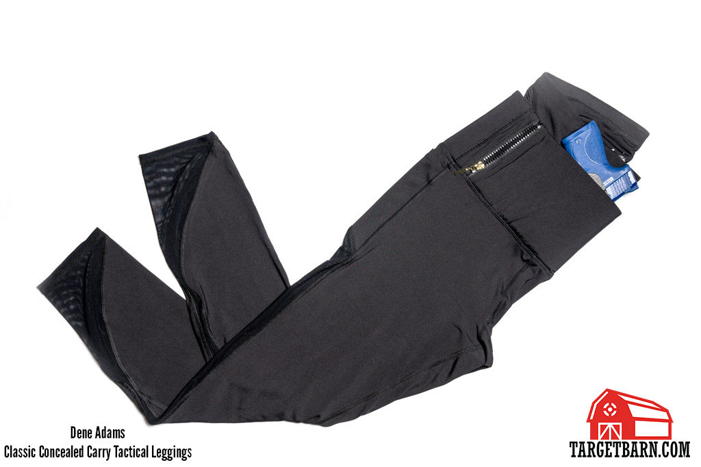 Dene Adams Classic Concealed Carry Tactical Leggings with blue gun