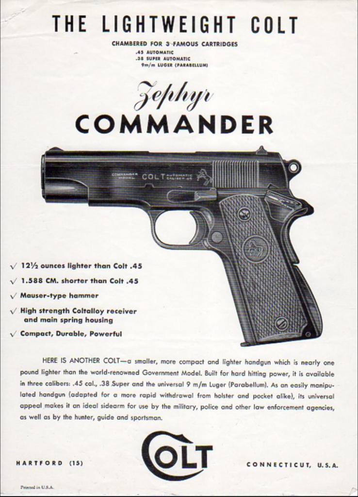 an old colt advertisement for the lightweight commander