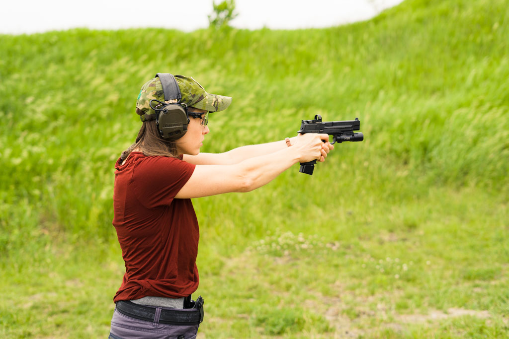 the author training on the range with JHP ammo