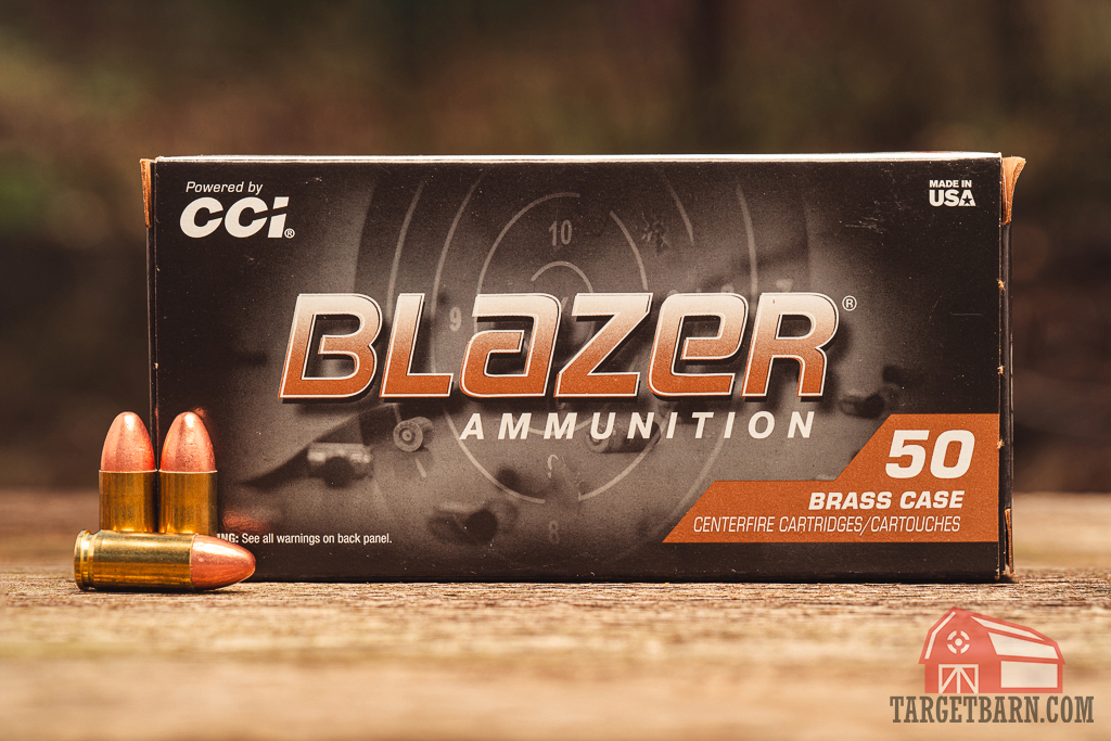 Blazer Brass 9mm ammo on display at the range Blazer Brass 9mm ammo on display at the range