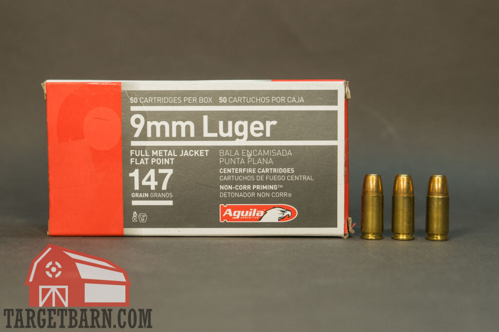 a box and three rounds of aguila subsonic 9mm