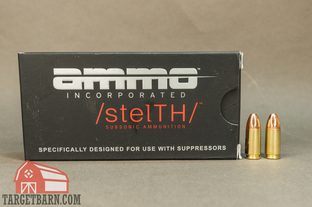 a box and two rounds of ammo in stelth subsonic 9mm