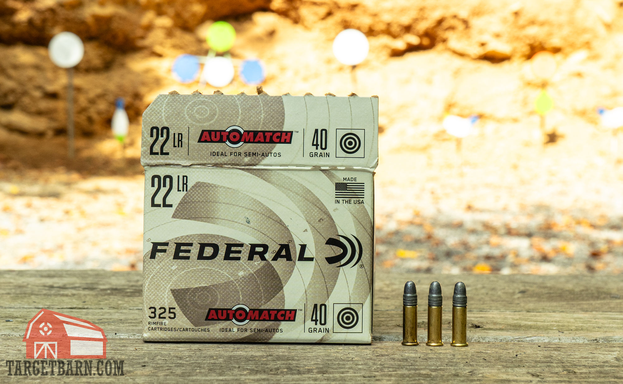 a box and three rounds of federal automatch .22lr at the range