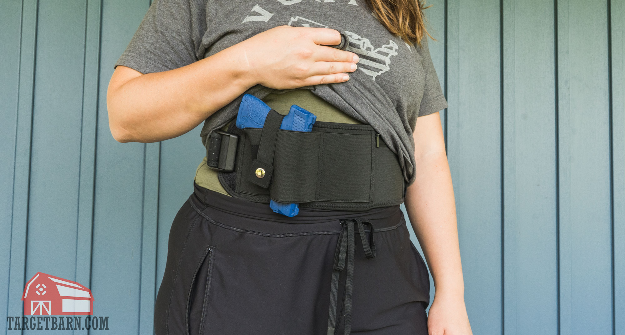 carrying a blue gun in a belly bad holster