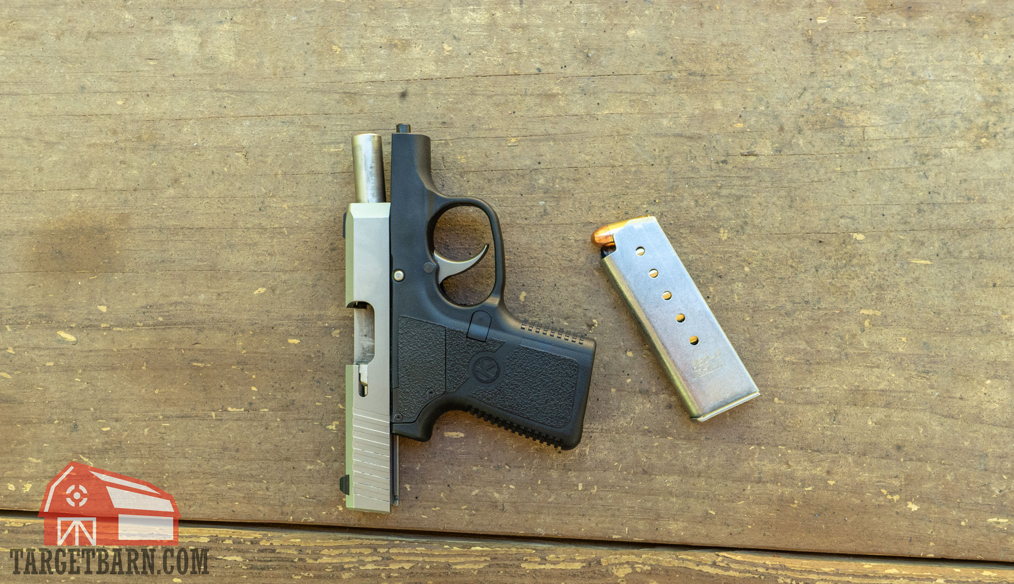 the kahr cw380 with a loaded magazine at the range