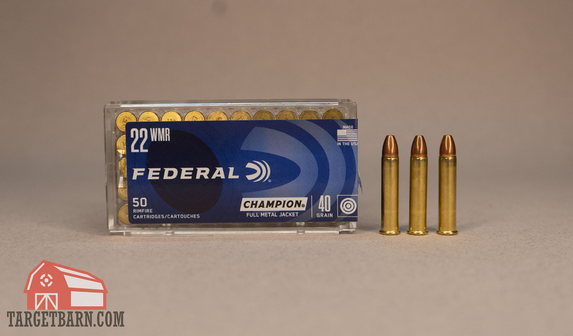 a box and three rounds of federal champion .22 mag