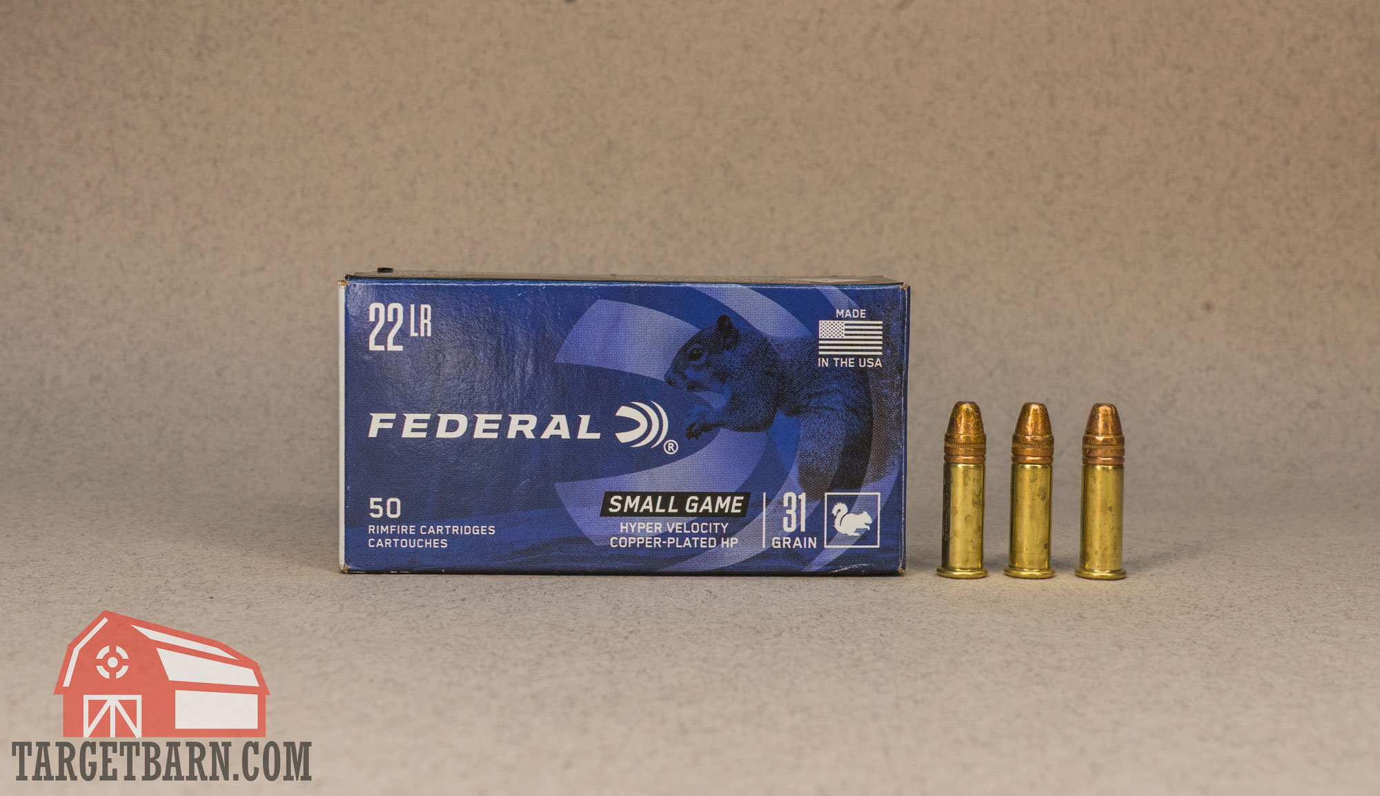 a box and three rounds of federal small game .22lr high velocity ammo