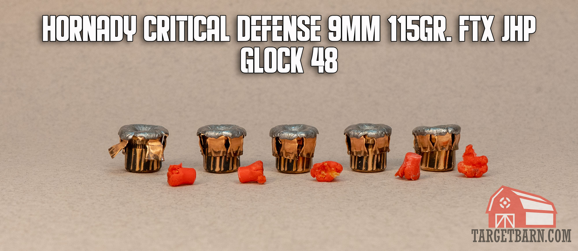 showing expanded rounds of hornady critical defense 9mm from a glock 48