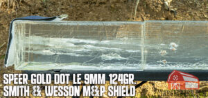 speer gold dot le 9mm 124gr. in ballistic gel out of a shield