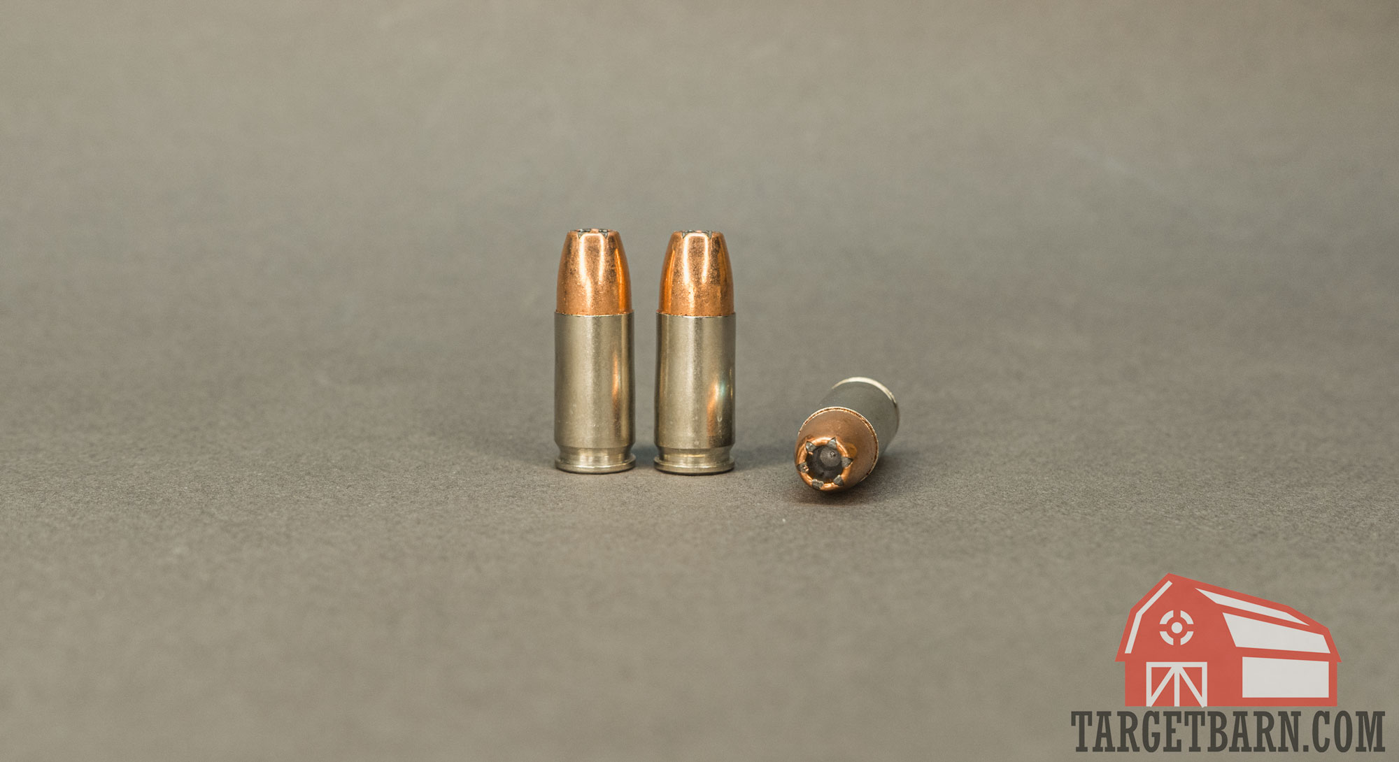 three rounds of speer gold dot 9mm showing its design