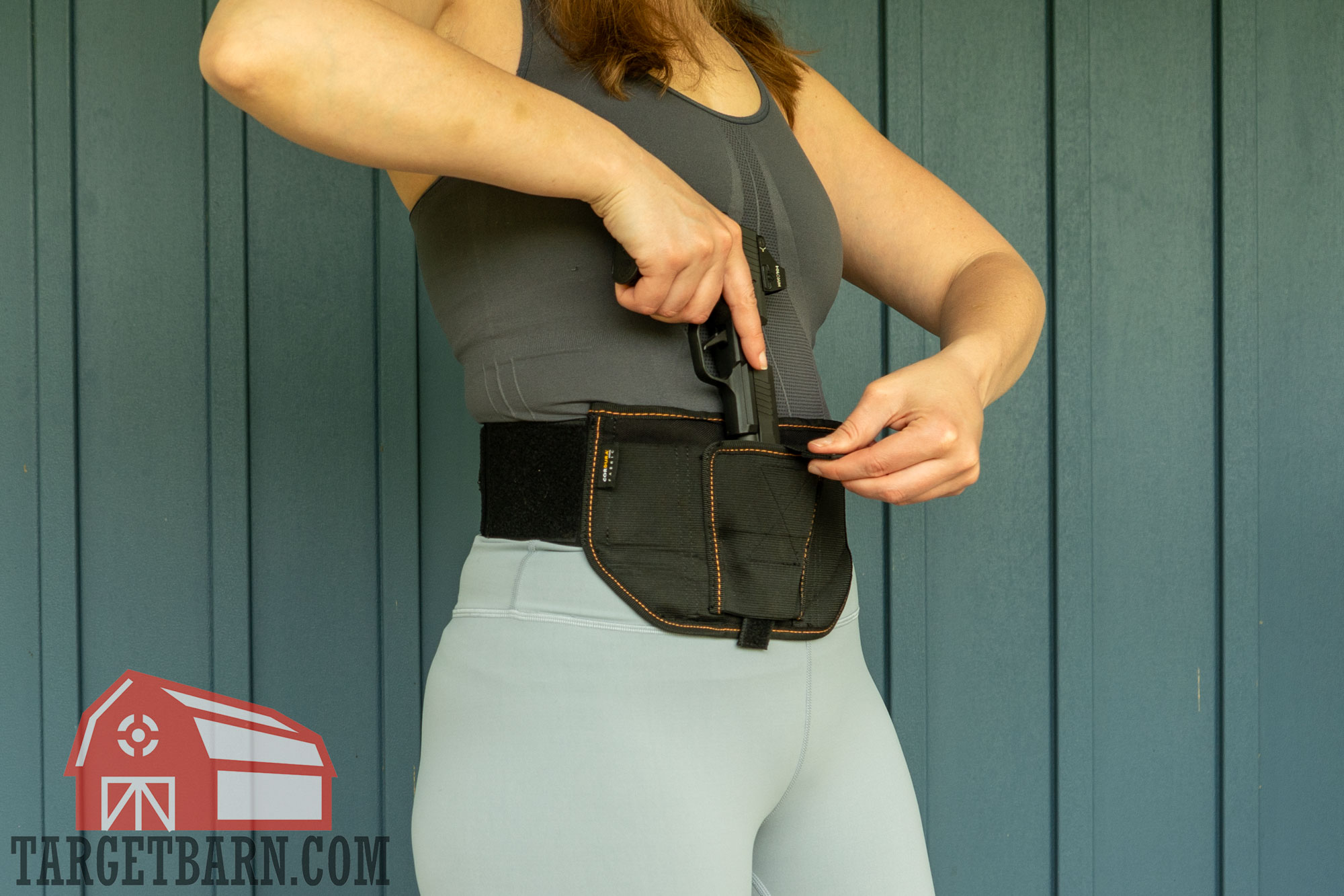 showing how to holster a pistol safely with the vnsh holster