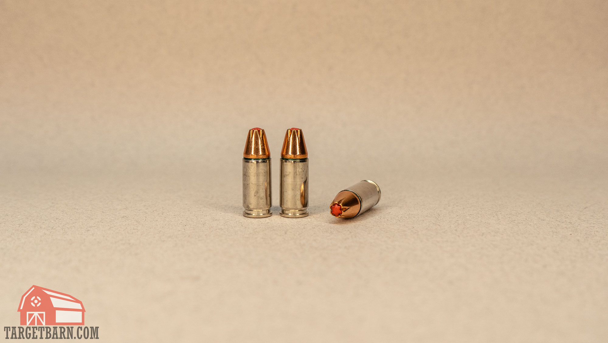 three rounds of hornady critical duty 9mm jhp ammo