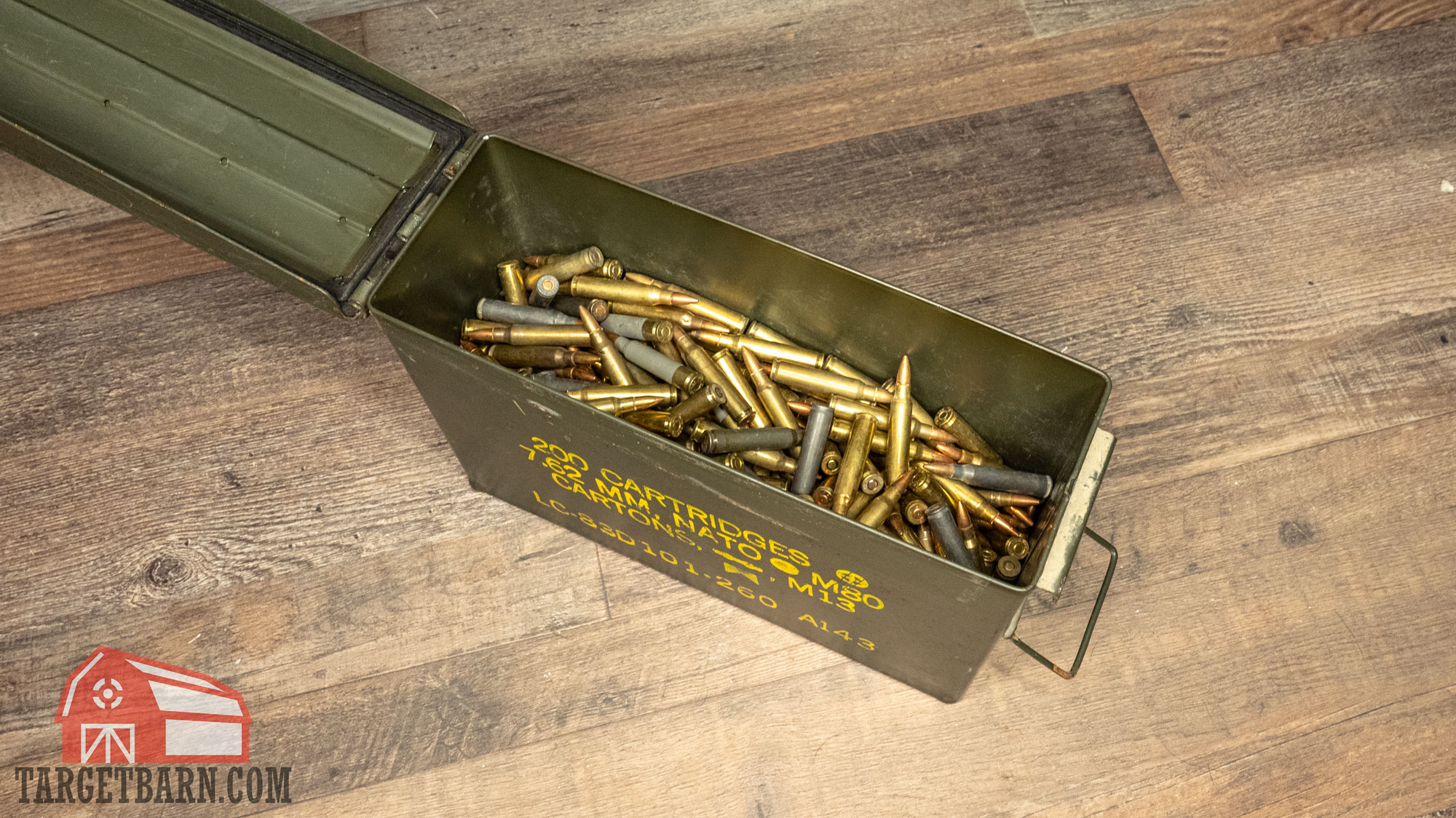loose .223 ammo in an ammo can