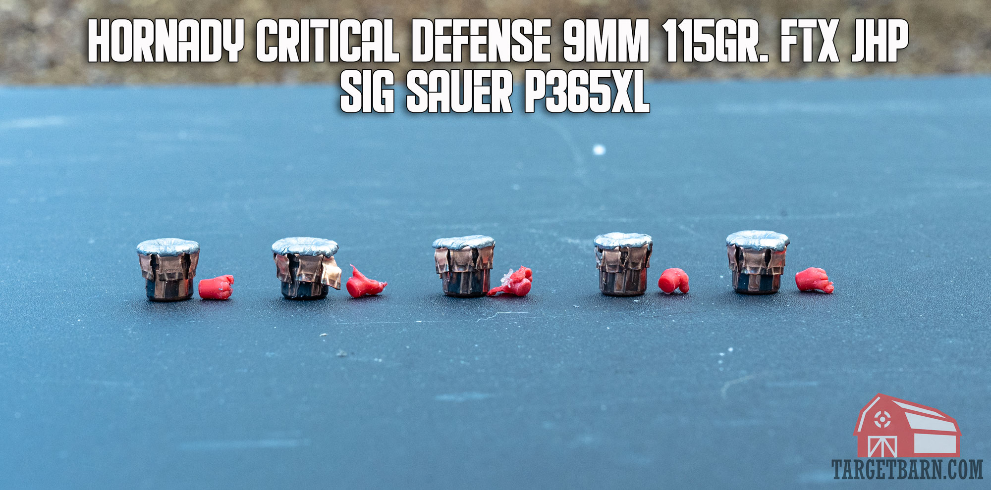 showing expanded rounds of hornady critical defense 9mm from a sig p365xl