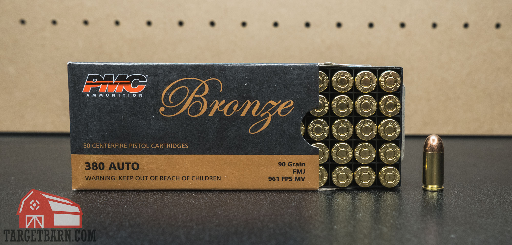 a box of pmc bronze 380 ammo