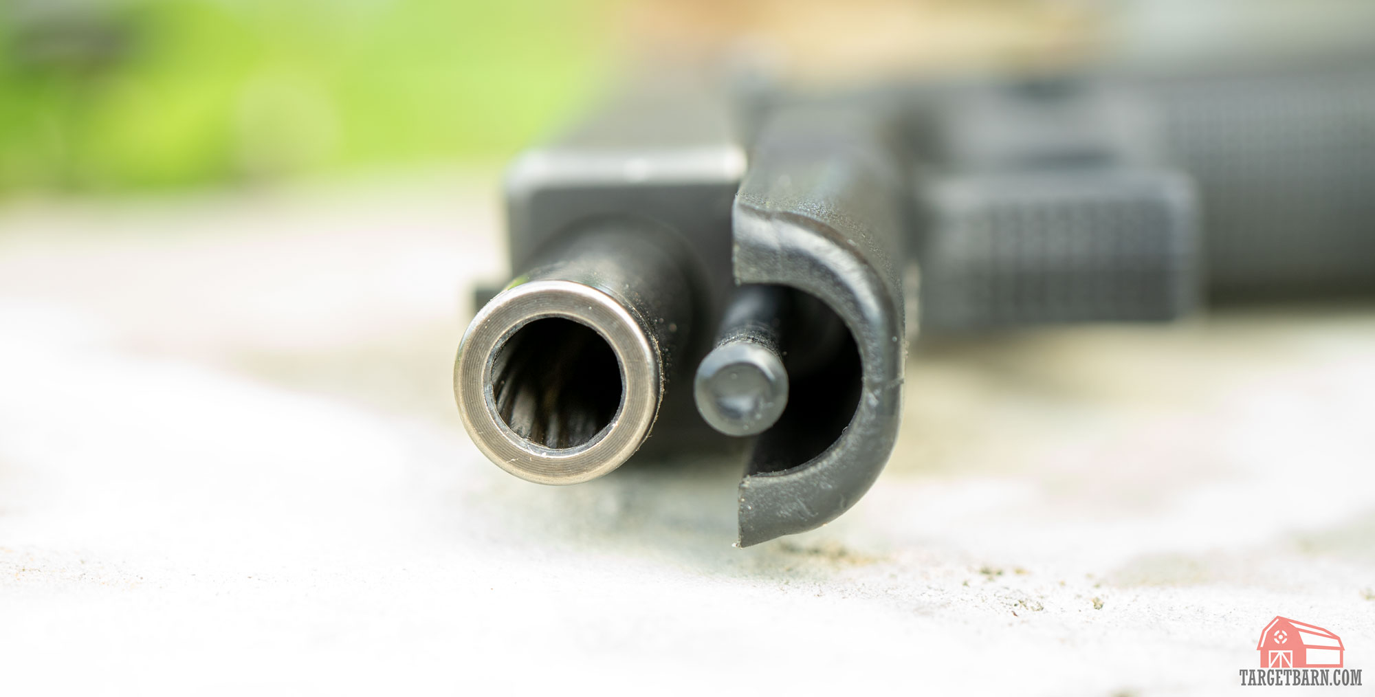 looking into the barrel of a glock with polygonal rifling