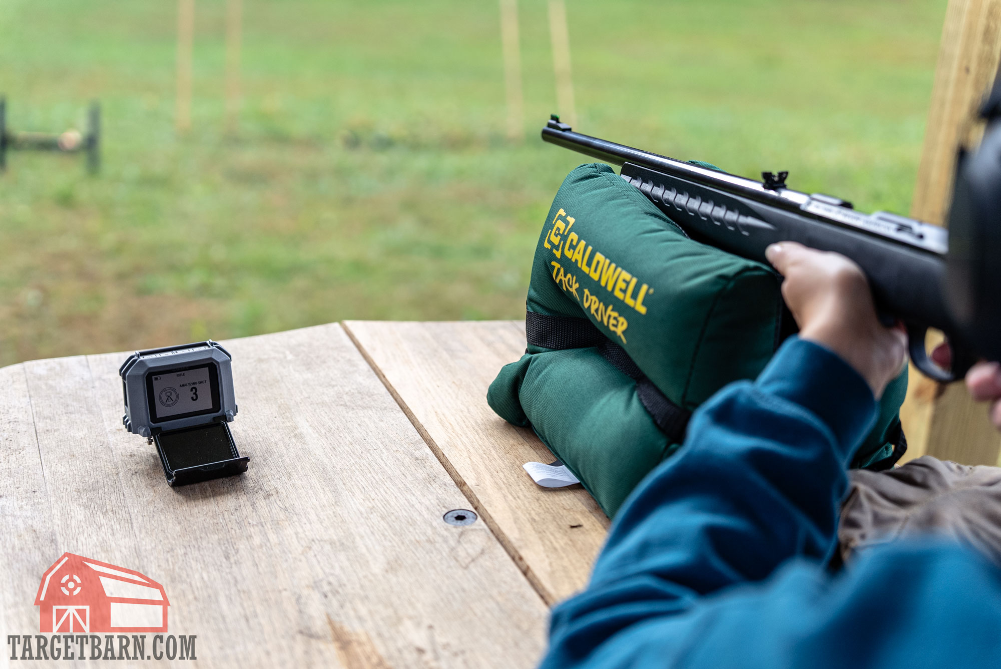 chronographing rounds out of a ruger american rifle at the range