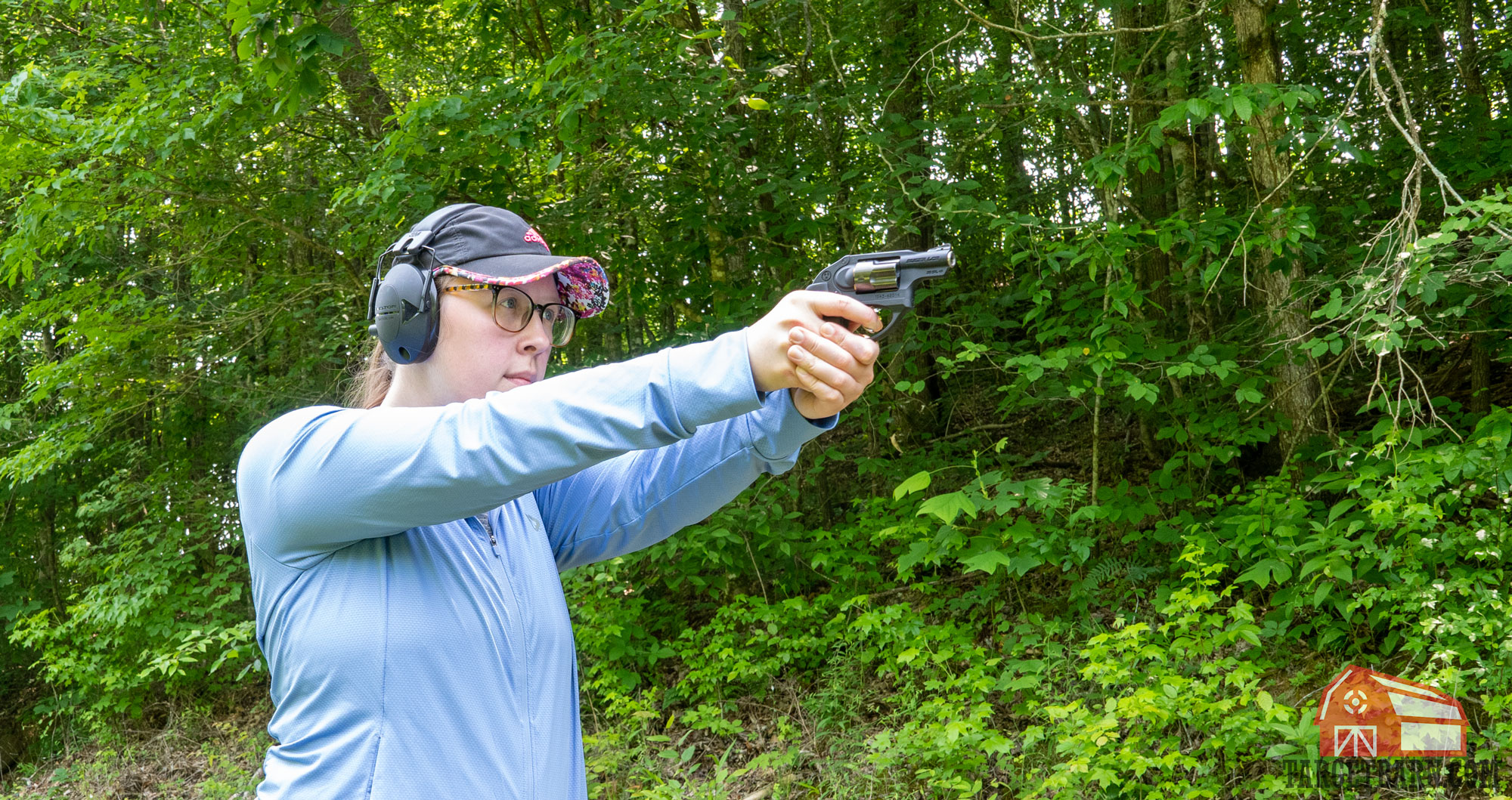 the author shooting a .38 revolver