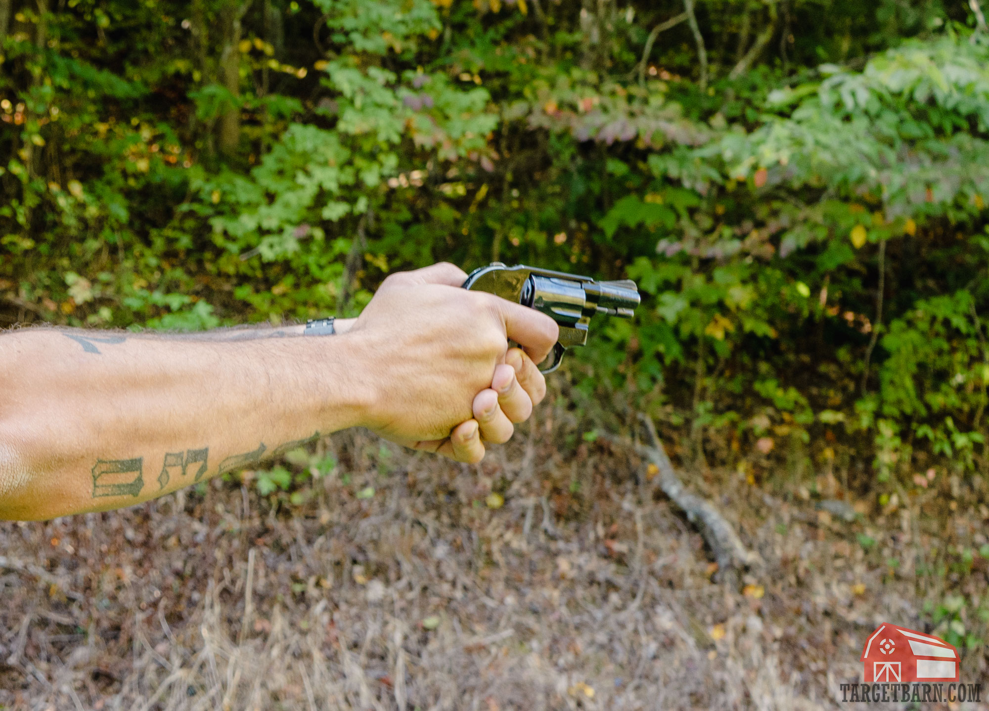 shooting a snub nose revolver at the range