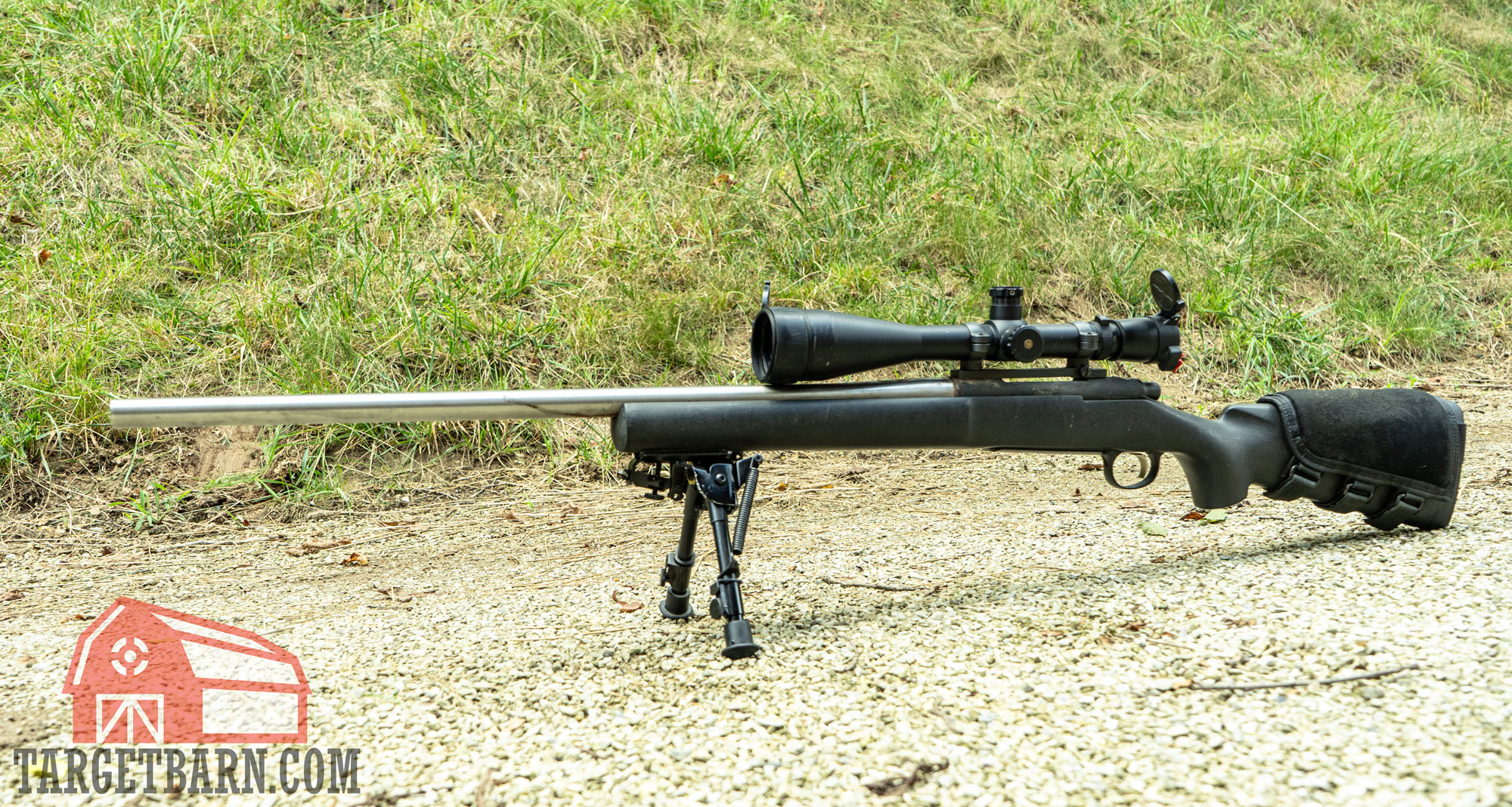 a long range rifle chambered in .300 win mag with a long range scope