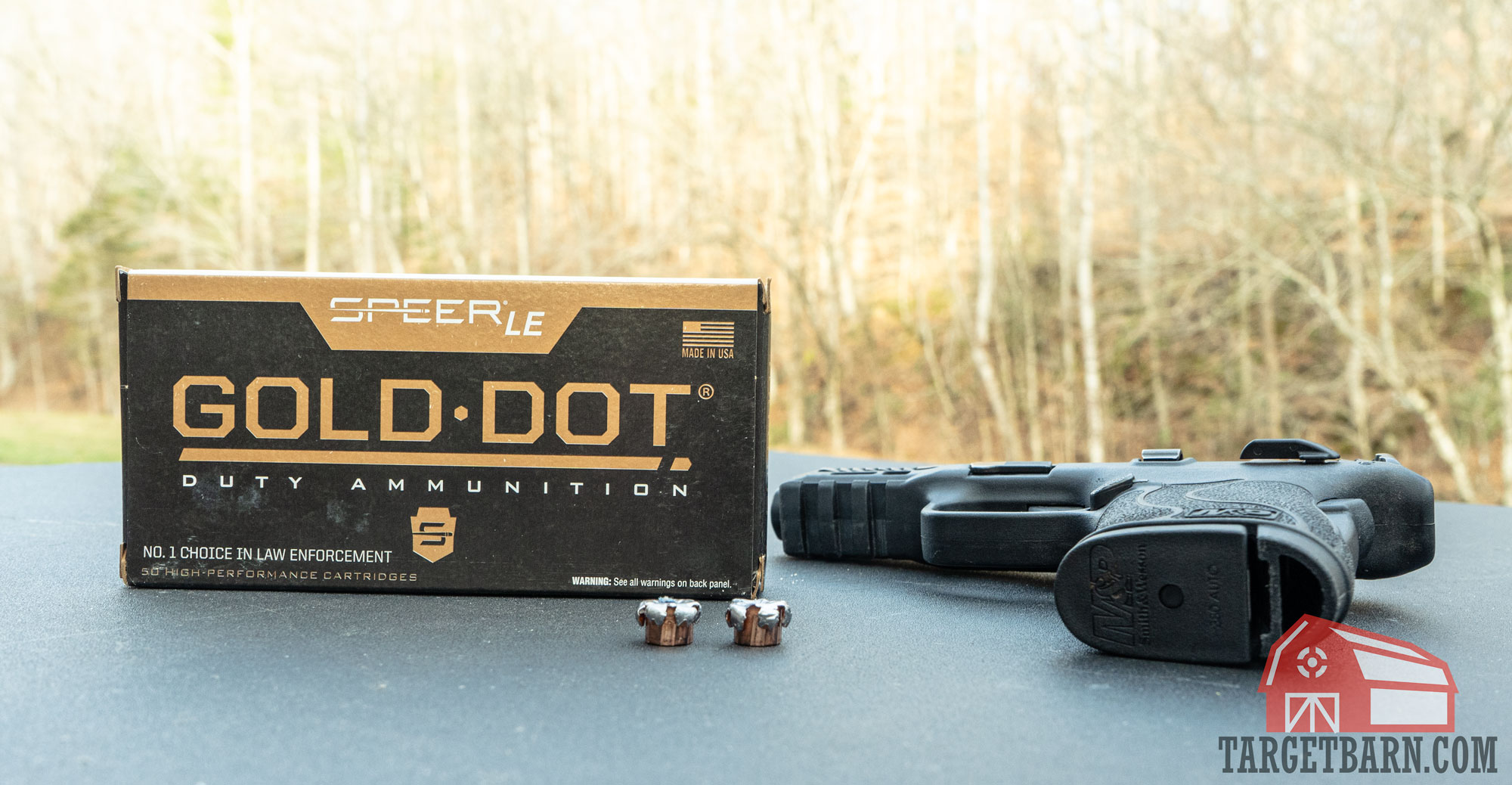 a box and expanded rounds of speer gold dot 380
