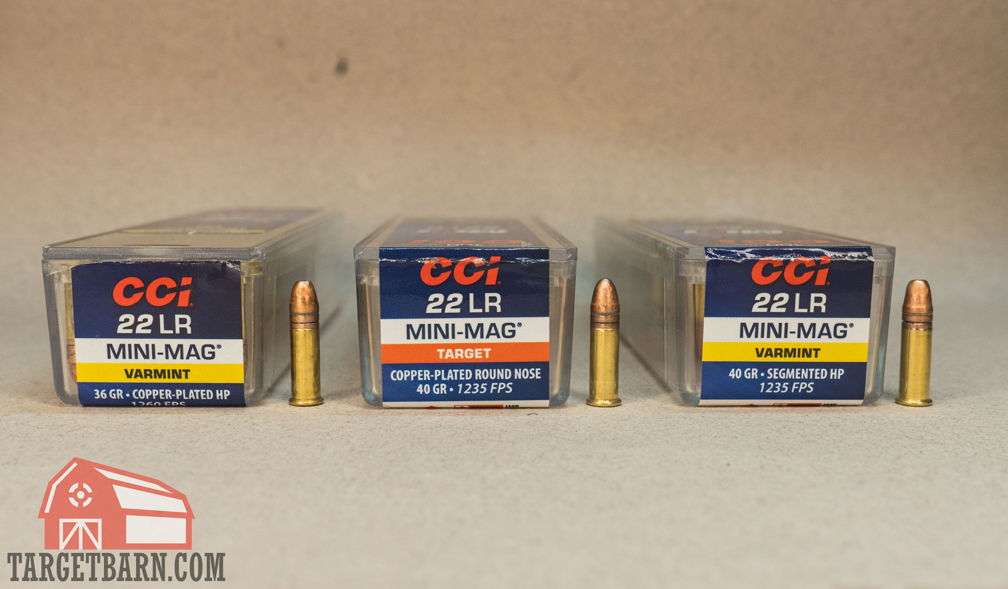 showing the three types of cci mini-mags with each box and a round