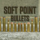 different calibers of soft point bullets displayed at a shooting range
